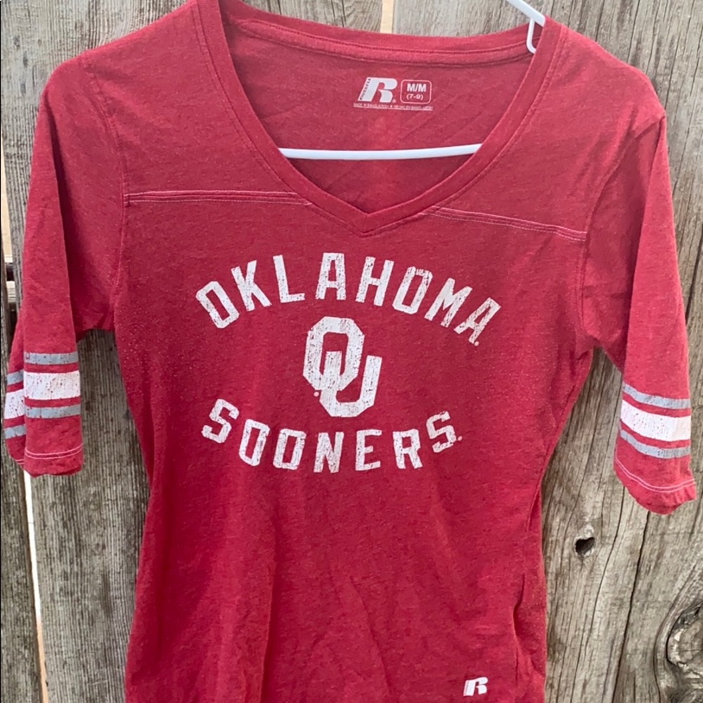 elbow length oklahoma university shirt